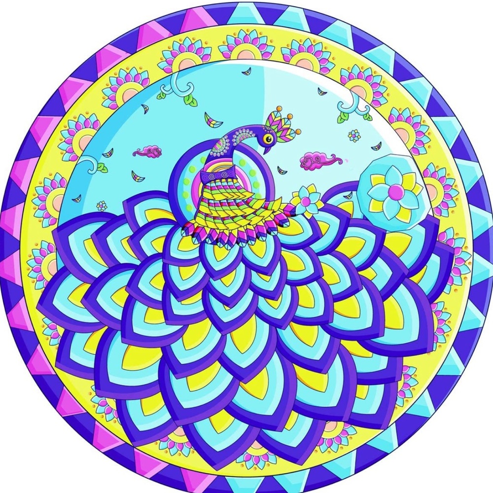 Puzzle-Peacock-1000 Pieces Round Puzzle Color Challenge Jigsaw Puzzles